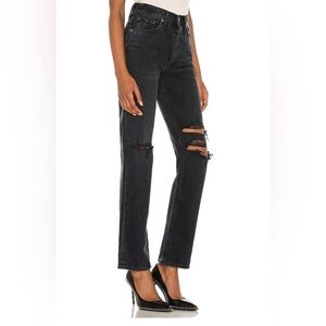 Agolde womens wide leg jeans size 27 Lana mid rise distressed black